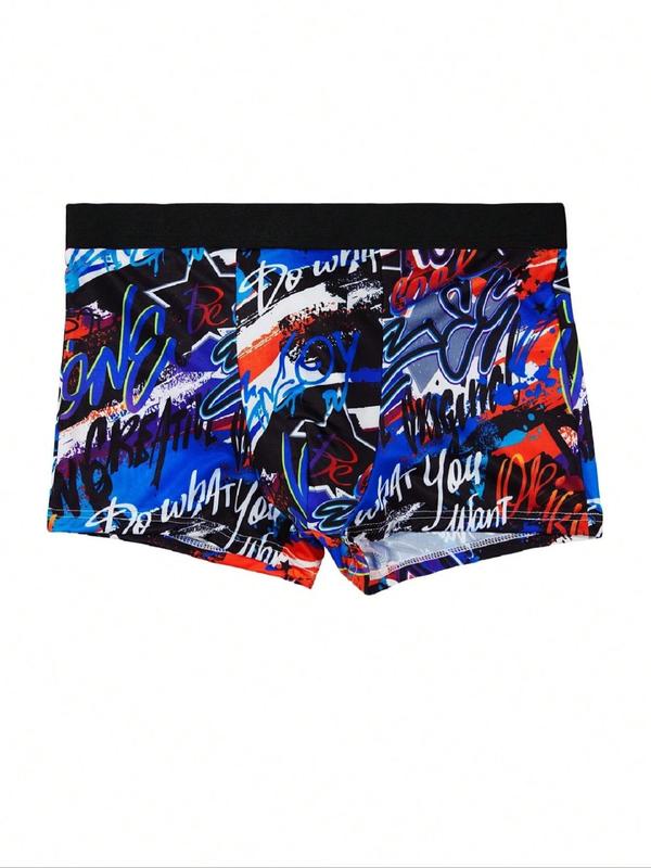 Random Men's All Over Print Boxer Brief, Casual Comfy Breathable Underwear for Daily Wear, Mens Underwear for All Seasons