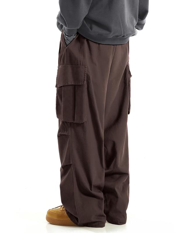 Men's Flap Pocket Drawstring Cargo Pants, Trousers for Men Daily Outdoor Streetwear, Woven Bottoms for Summer Spring Fall, Going Out Outfit, Please Order One Size up, Menswear, 2000s Pants, Fall Outfits, Earthtone Fallfreshness, Pants for Men