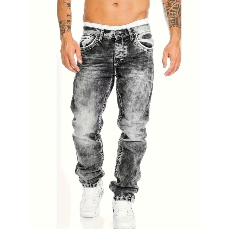 Men's Slim Fit Distressed Jeans, Fashion Street Style Denim Pants For Men, Versatile For All Seasons