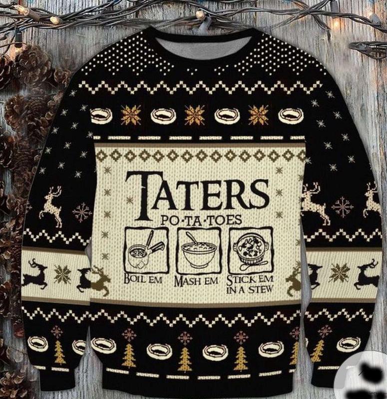 Black Lord Of The Rings Taters Potatoes Ugly Christmas Sweater