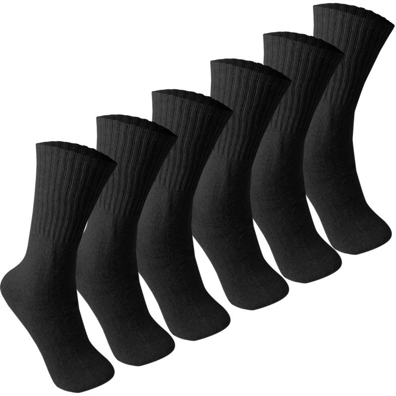 6 Pairs Men's Black White Gray Thick Sport Athletic Cotton Crew Socks Size 9-11,10-13