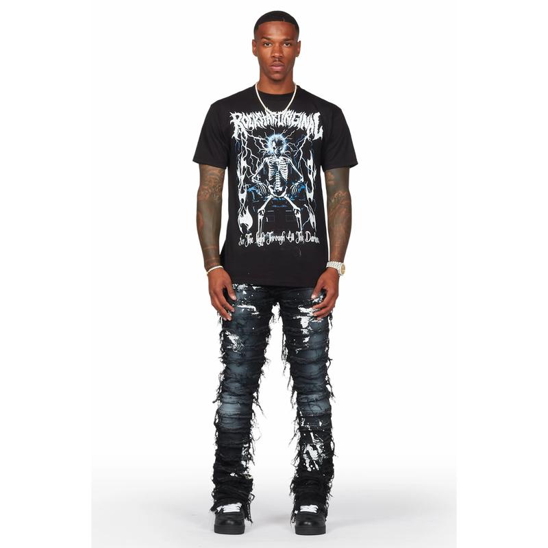 Garson Black Painter Stacked Flare Jean