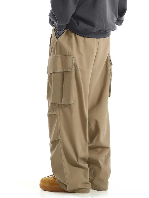 Men's Flap Pocket Drawstring Cargo Pants, Trousers for Men Daily Outdoor Streetwear, Woven Bottoms for Summer Spring Fall, Going Out Outfit, Please Order One Size up, Menswear, 2000s Pants, Fall Outfits, Earthtone Fallfreshness, Pants for Men