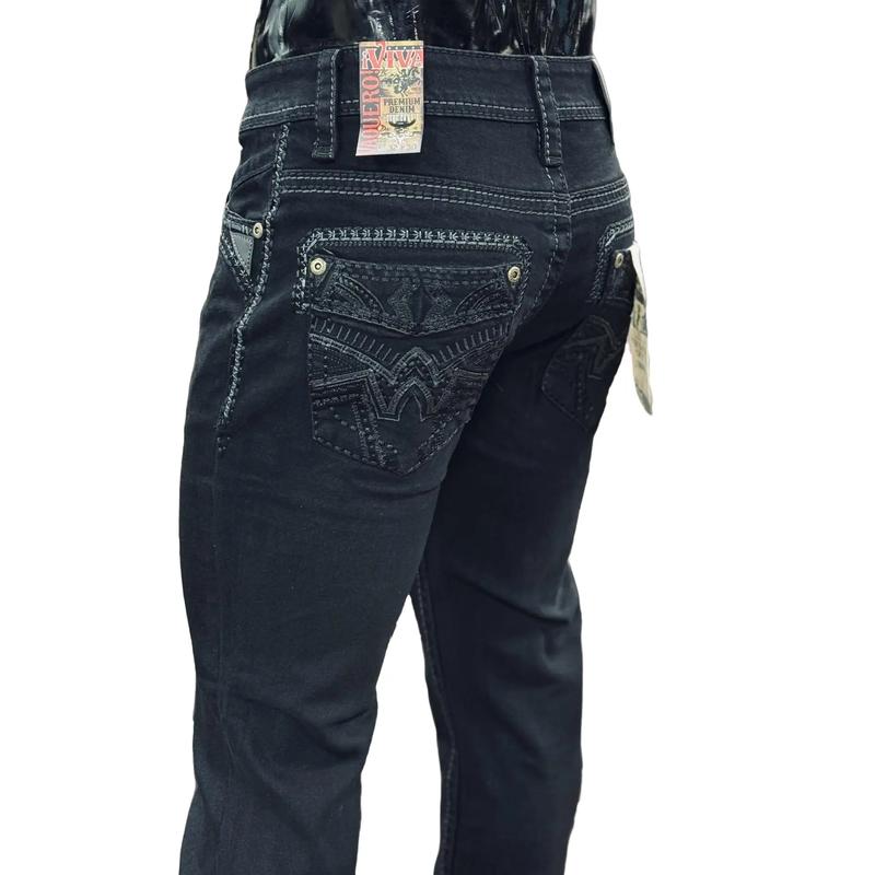 Cowboy Boot Cut Jeans Black VA008 Viva Vaquero