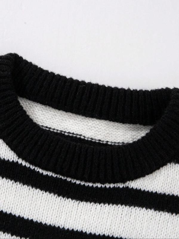 Men's Colorblock Striped Print Round Neck Sweater, Loose Casual Long Sleeve Crew Neck Jumper for Fall & Winter, Fashion Men's Knitwear for Daily Wear