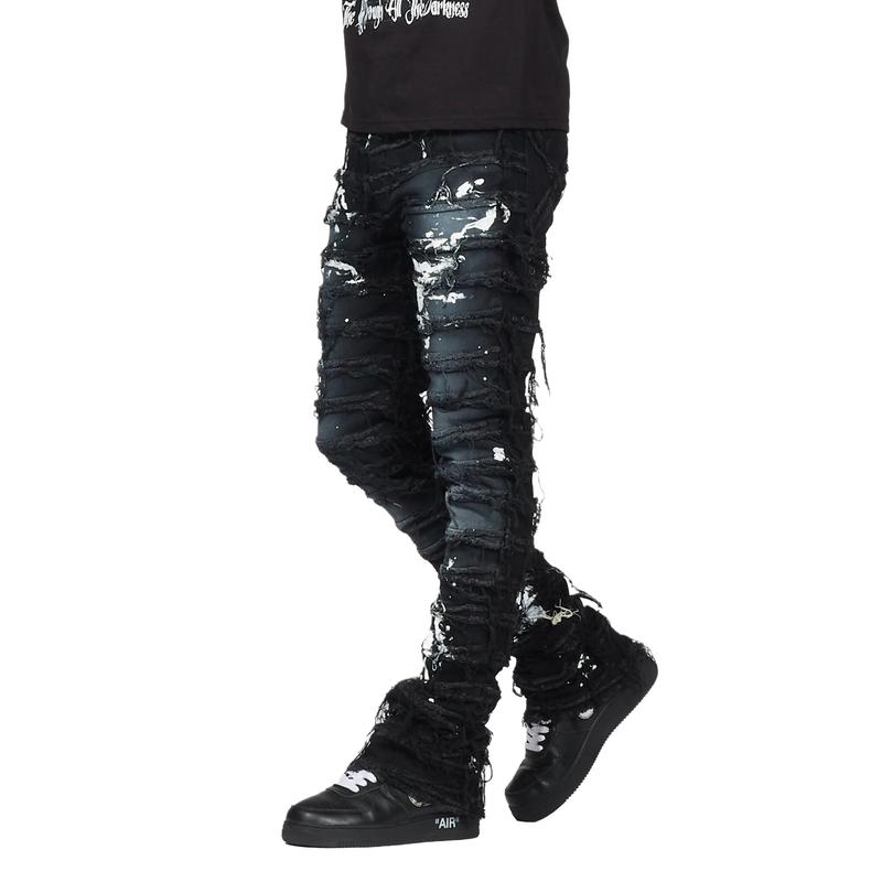 Garson Black Painter Stacked Flare Jean