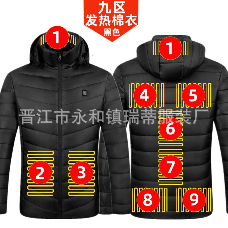 Merry Christmas Sale Thermal Winter 9 Heating Zones Jacket Rechargeable Heated Jacket  Cozy Fleece Hoodie with Adjustable Heating Modes Ideal for Outdoor Adventures  SelfWarming Heated Apparel for Men Featuring Heated Insulated Design  More