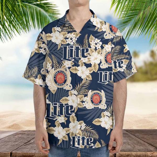 Hawaiian Shirt - Miller Lite Hawaiian Button Up Shirt Flowers Pattern Shirt -  Beach Lovers Gift Hawaiian Shirt Men HA6-25 Collar Tropical