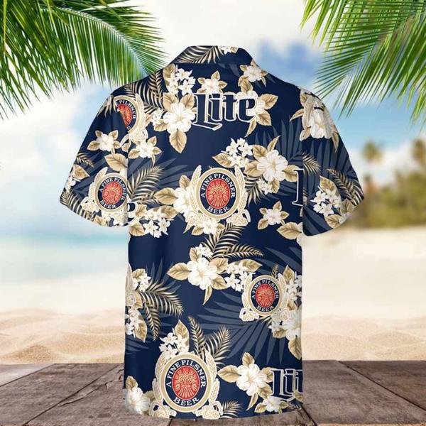 Hawaiian Shirt - Miller Lite Hawaiian Button Up Shirt Flowers Pattern Shirt -  Beach Lovers Gift Hawaiian Shirt Men HA6-25 Collar Tropical