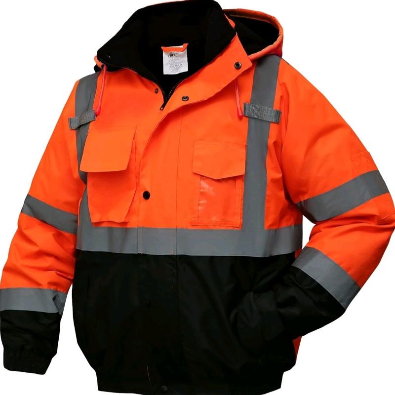 High Visibility Reflective Jackets for Men, Waterproof Class 3 Safety Jacket with Pockets, Hi Vis Yellow Coats with Black Bottom, Mens Work Construction Coats for Cold Weather,