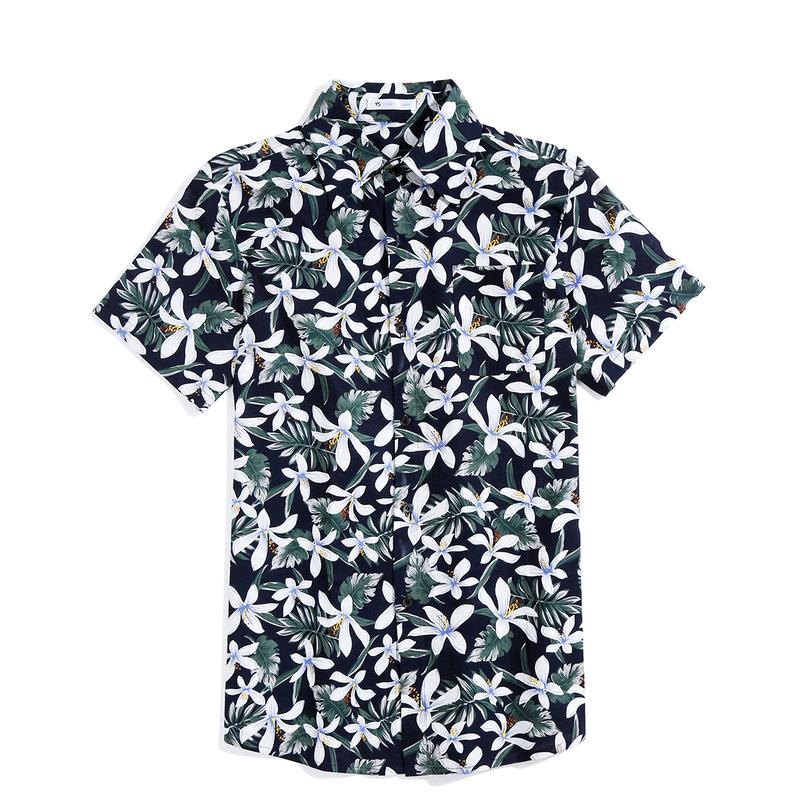 Mens Floral Shirt, Short Sleeve Button Down Flower Shirt, Suitable for Summer Beach Hawaiian Shirts