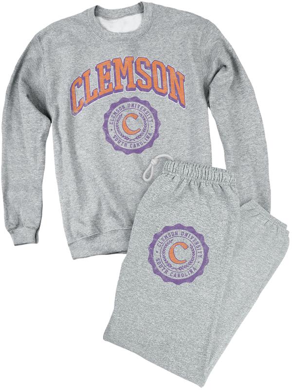 Clemson University Vintage Seal Sweatshirt & Sweatpants (Sold Separately)