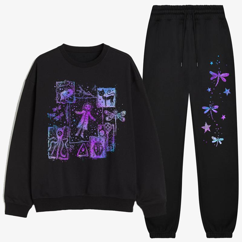 Coraline Dreaming Inspired by Tunnel color Sweatshirt Sweatpants set, Coraline Fantasy movies tshirt, Horror Sweatcter Shirt, Halloween Sweatshirt Sweatpants set