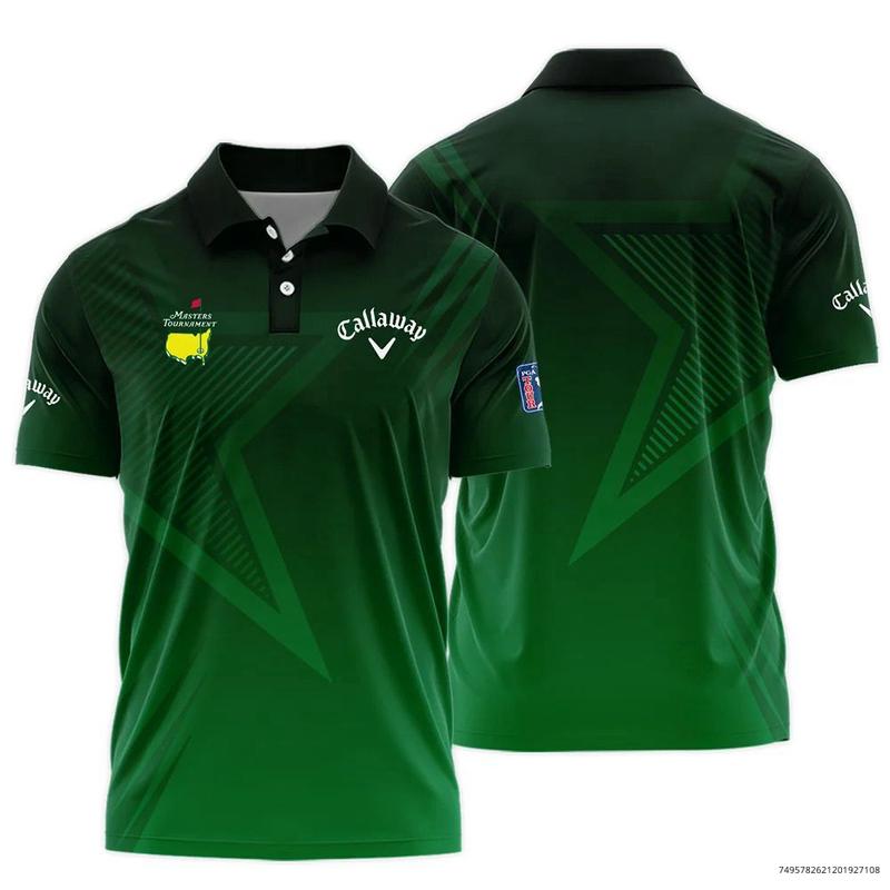 Callaway Masters Tournament Polo Shirt Dark Green Gradient Star Pattern Golf Sports Polo Shirt For Men