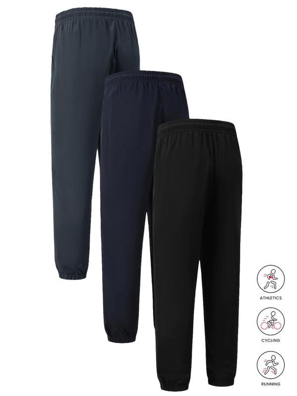 Men's Solid Drawstring Waist Pants, Casual Comfy Zipper Pocket Trousers for Daily Wear, Men's Bottoms for All Seasons