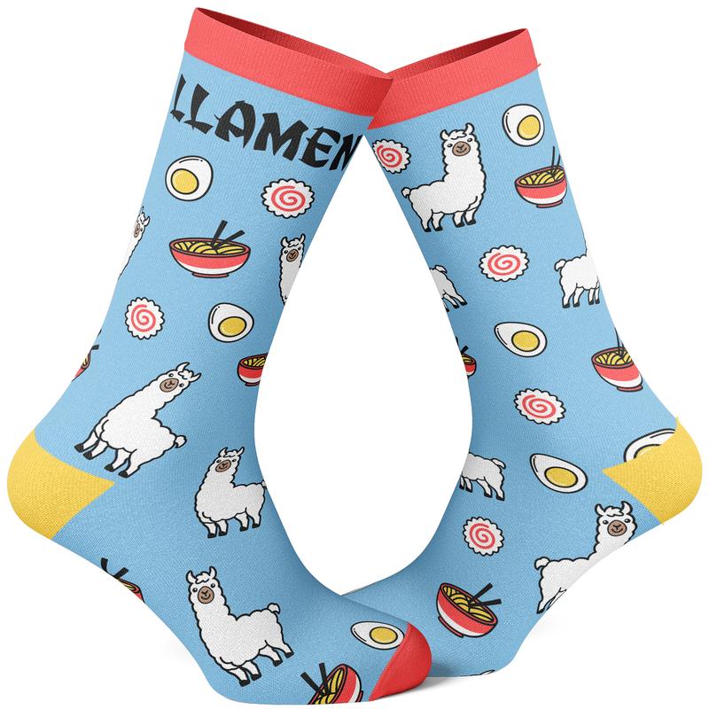 Men's Llamen Socks Funny Llama Ramen Noodles Takeout Novelty Graphic Footwear Funny Socks