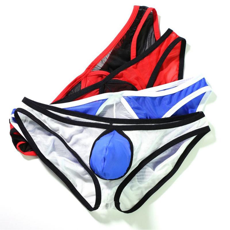 Men's Sexy Mesh Bulge Ball Pouch Underwear - Breathable See Through Briefs