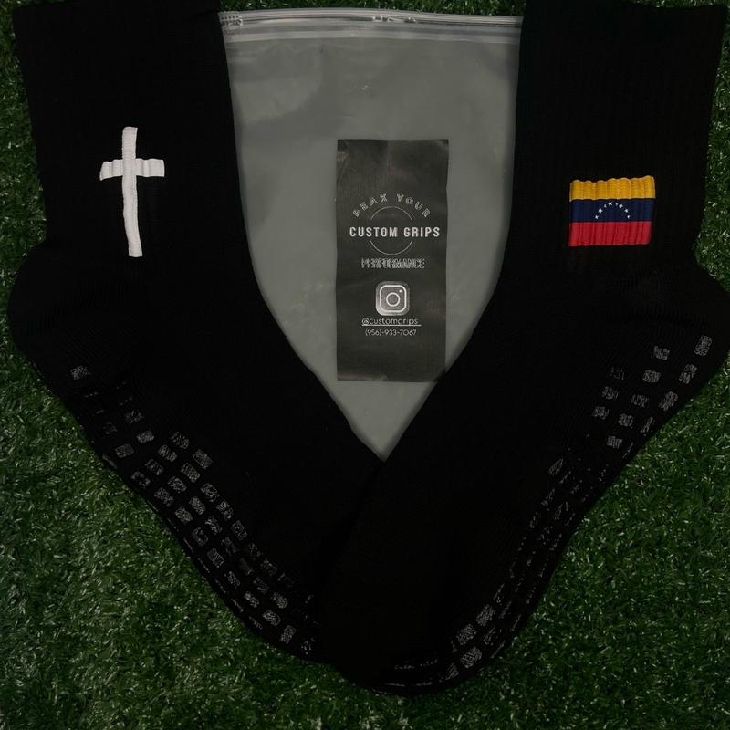 National team flag and cross custom grip socks