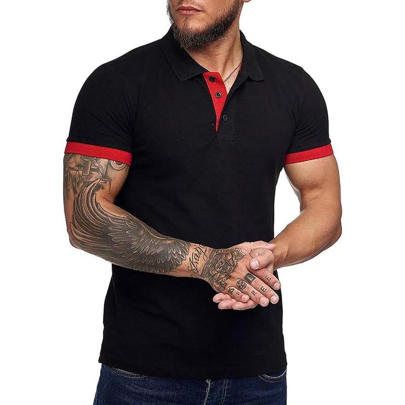 Runcati  Men's Short Sleeve Casual Slim Fit Polo Shirts Basic Designed Classic Cut Cotton Shirts