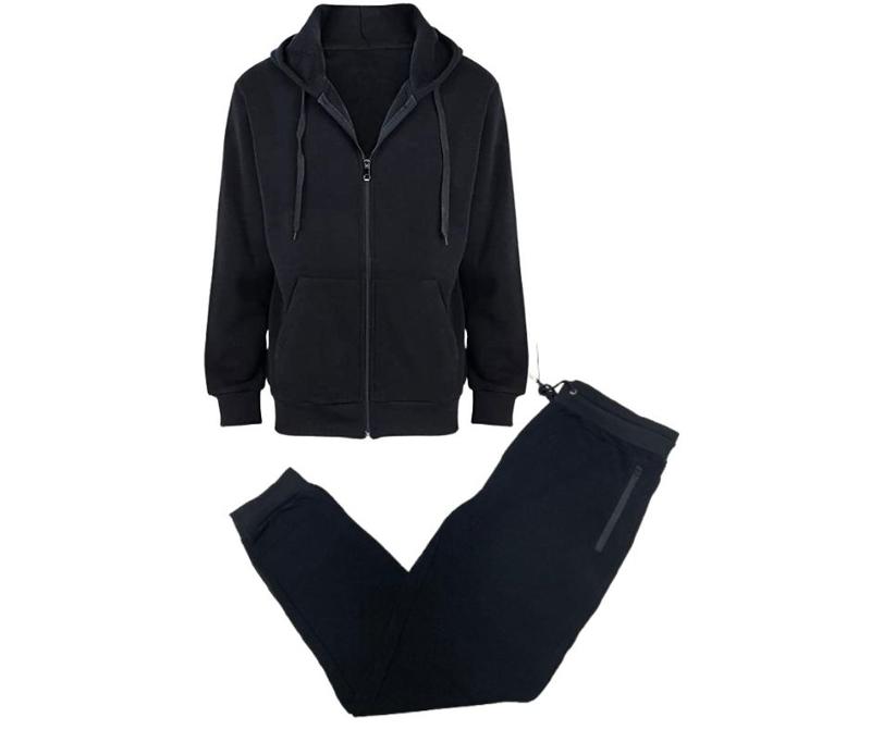 {2-Piece} Men’s Fleece-Lined Full Zip Hoodie & Jogger Set (S-2XL)