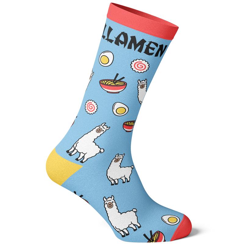 Men's Llamen Socks Funny Llama Ramen Noodles Takeout Novelty Graphic Footwear Funny Socks