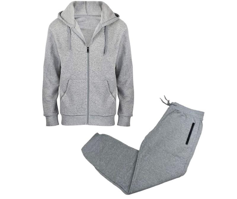 {2-Piece} Men’s Fleece-Lined Full Zip Hoodie & Jogger Set (S-2XL)