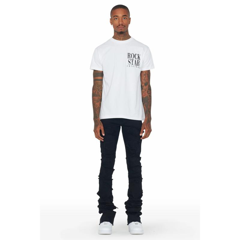 Camden Jet Black Super Stacked Flare Jean