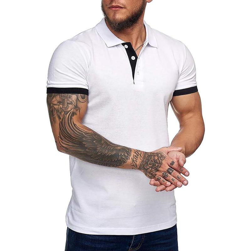 Runcati  Men's Short Sleeve Casual Slim Fit Polo Shirts Basic Designed Classic Cut Cotton Shirts