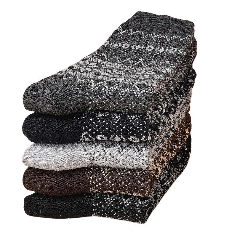 5pairs Unisex Ethnic Style Vintage Thick Wool Warm Crew Men Socks Soft Ultra-Comfortable High Quality Breathable Women's Sock Menswear