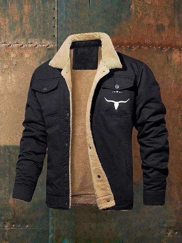 Bullhorns Men's Fleece-lined Cotton Casual Jacket casual jacket