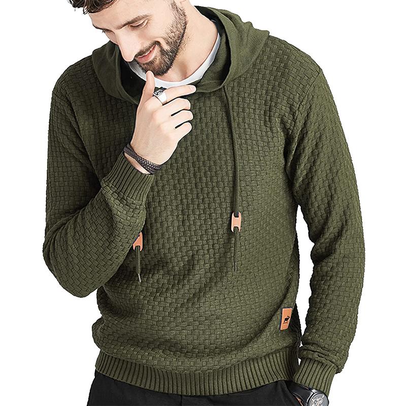 Zaitun Mens Hooded Sweatshirt Long Sleeve Solid Knitted Hoodie Pullover Sweater loose sweater knit hoodie knitted sweater hoodie