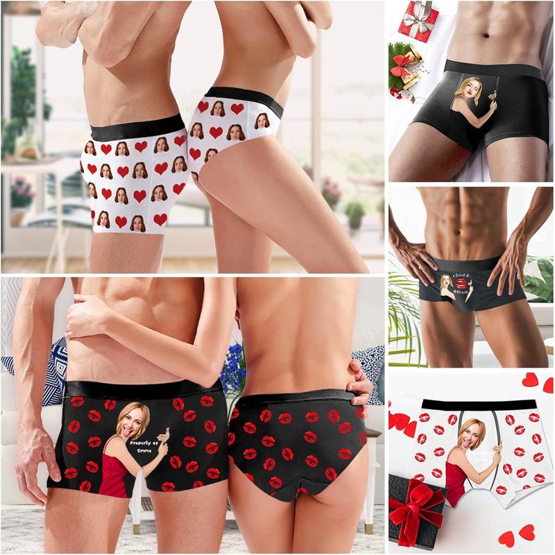 Custom Boxers for Men, Personalized Boxer Briefs Customized Underwear with Face Photo, Romantic Birthday Valentine's Day Gifts for Him