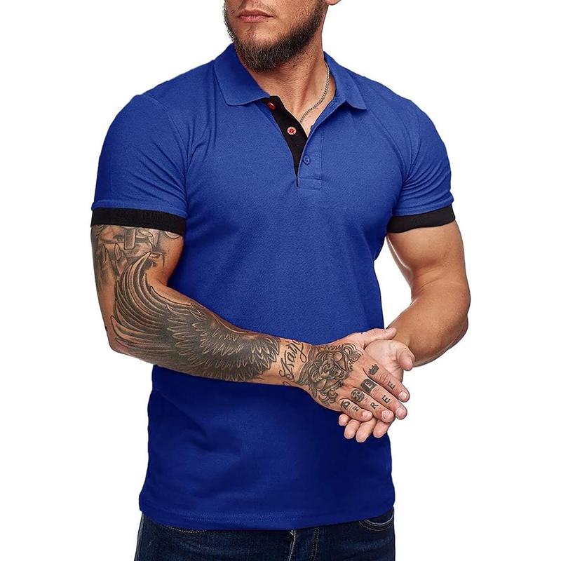 Runcati  Men's Short Sleeve Casual Slim Fit Polo Shirts Basic Designed Classic Cut Cotton Shirts