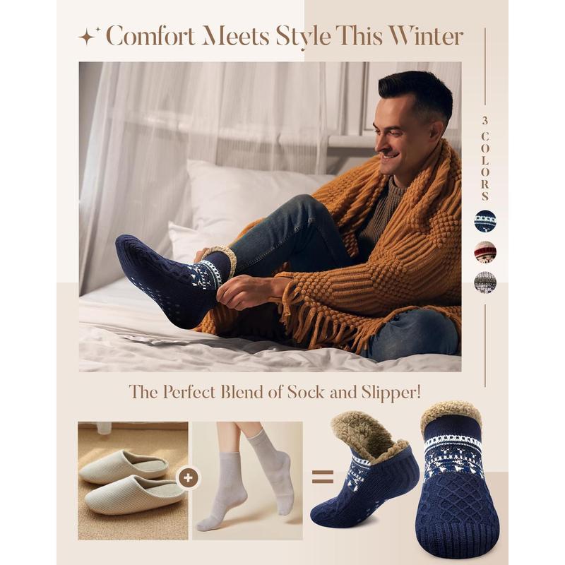 Stocking Stuffers for Adults Men Him: Fuzzy Slipper Socks with Grips Winter Thick Warm Cabin Thermal Socks Comfy Non Slip, Christmas Gifts for Men Husband Dad Grandpa Him Boyfriend Cozy Holiday Gifts