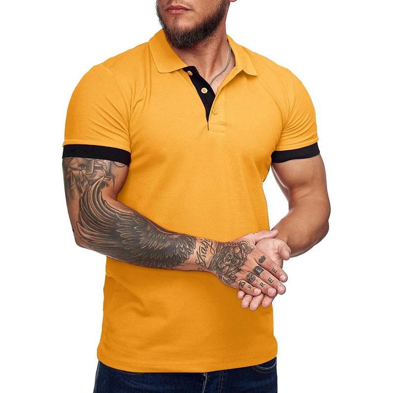 Runcati  Men's Short Sleeve Casual Slim Fit Polo Shirts Basic Designed Classic Cut Cotton Shirts