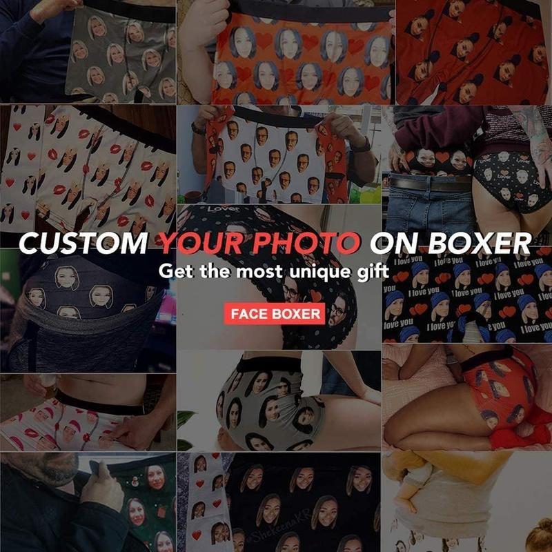 Custom Boxers for Men, Personalized Boxer Briefs Customized Underwear with Face Photo, Romantic Birthday Valentine's Day Gifts for Him