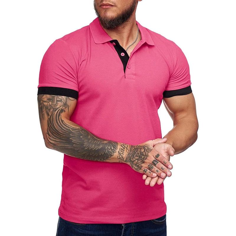 Runcati  Men's Short Sleeve Casual Slim Fit Polo Shirts Basic Designed Classic Cut Cotton Shirts