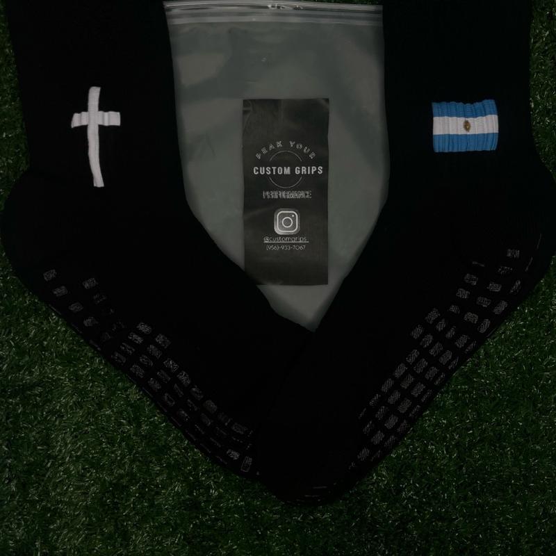 National team flag and cross custom grip socks