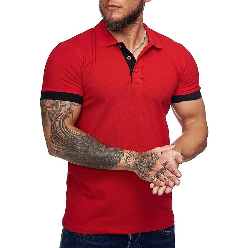 Runcati  Men's Short Sleeve Casual Slim Fit Polo Shirts Basic Designed Classic Cut Cotton Shirts