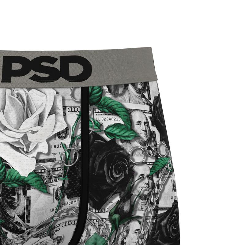 PSD Men's Adorned Roses Boxer Brief - Standard Length 7 Inch Inseam, Moisture-Wicking 4-Way Stretch Fabric