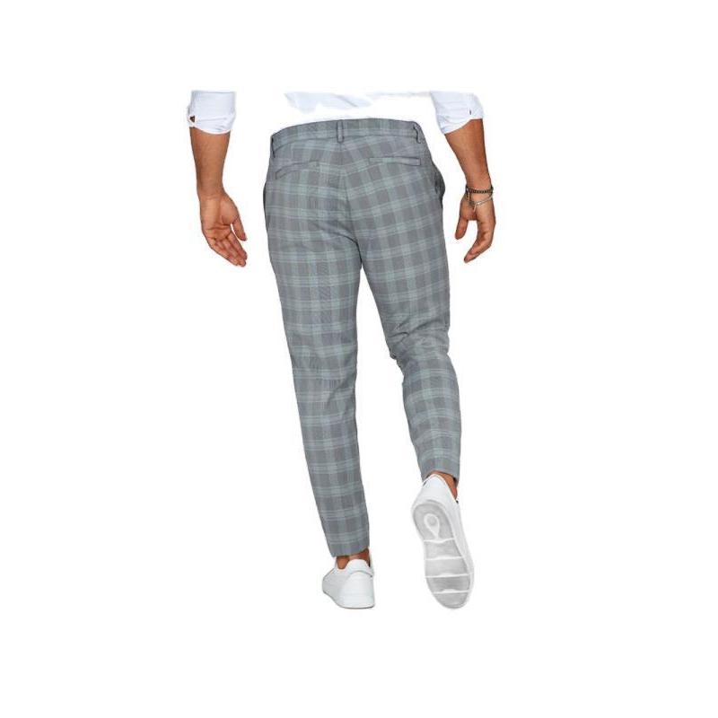 Plaid Print Pants Men's Casual Trousers Loose And Thin