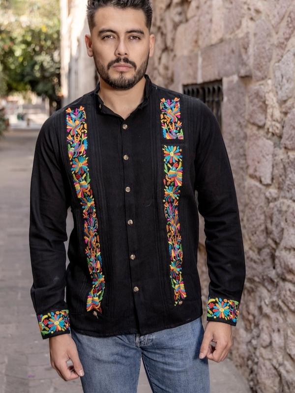 Mens Mexican Traditional Shirt, Ethnic Embroidered for Men, Formal Button Up Shirt, Traditional Style, Mexican Fiesta, Gift for Men, Shirt for Men