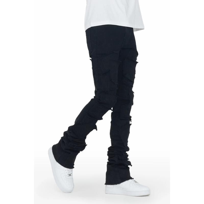 Camden Jet Black Super Stacked Flare Jean