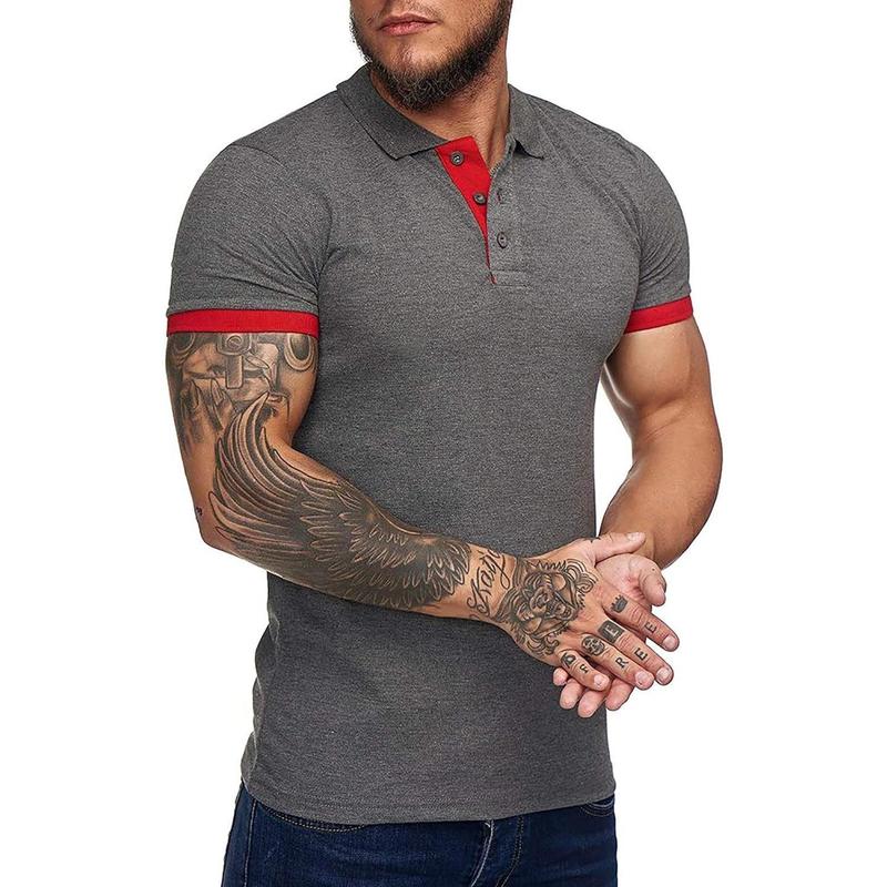 Runcati  Men's Short Sleeve Casual Slim Fit Polo Shirts Basic Designed Classic Cut Cotton Shirts