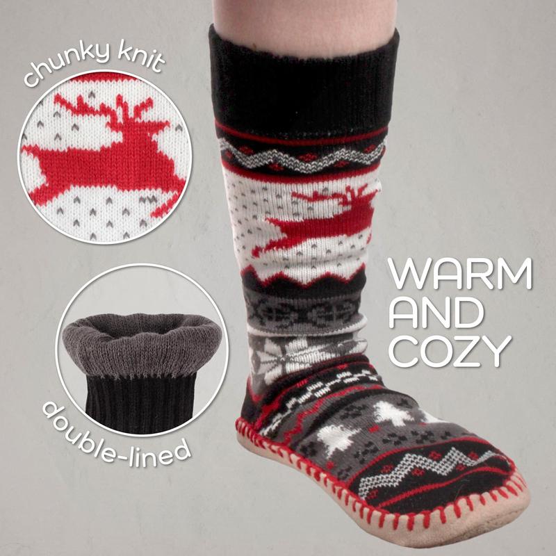 Men's Soft Fuzzy Furry Gripper Slipper Socks, Two Sizes