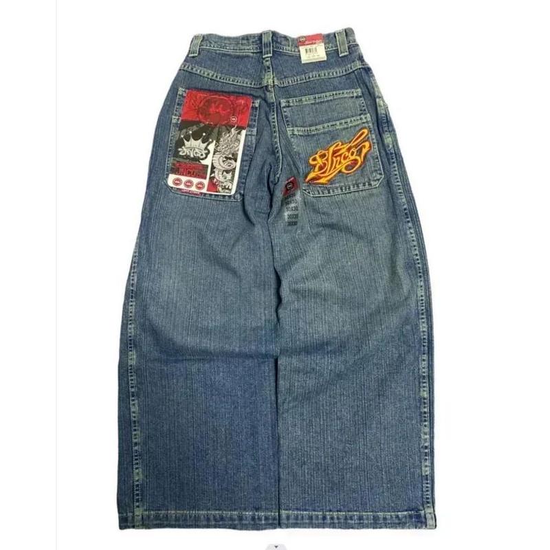 JNCO new letter embroidery print street goth men's gift jeans autumn men's Harajuku street loose Y2K trousers Menswear Underwear