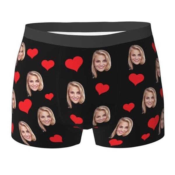 Custom Boxers for Men, Personalized Boxer Briefs Customized Underwear with Face Photo, Romantic Birthday Valentine's Day Gifts for Him