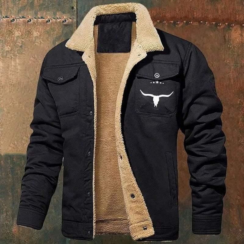 Bullhorns Men's Fleece-lined Cotton Casual Jacket casual jacket