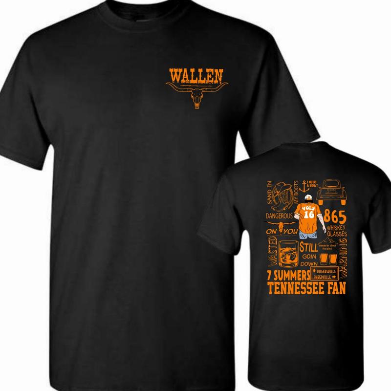 Wallen Tennessee T-Shirt , With Bold Bull Skull And Vibrant Graphic Design Celebrating 7 Summers And Southern Roots. Perfect For Fans Of Country Music And Tennessee, Made From Soft, Durable Cotton.