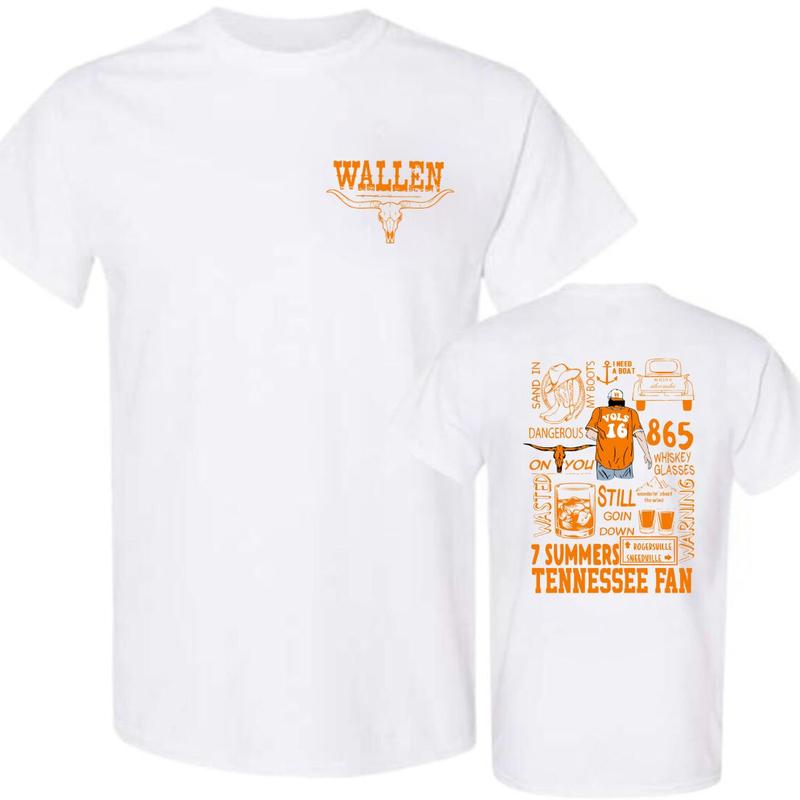 Wallen Tennessee T-Shirt , With Bold Bull Skull And Vibrant Graphic Design Celebrating 7 Summers And Southern Roots. Perfect For Fans Of Country Music And Tennessee, Made From Soft, Durable Cotton.